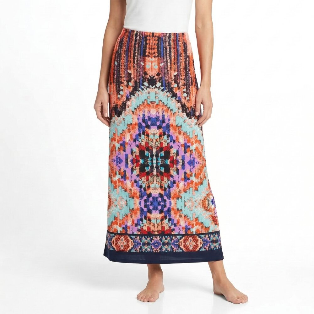 AB Studio Skirt Maxi Grunge Hippie Festival A-line Orange Purple S/M